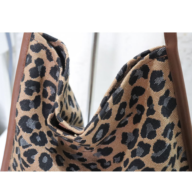 Fashion Leopard Print Canvas Single Shoulder Bag Net