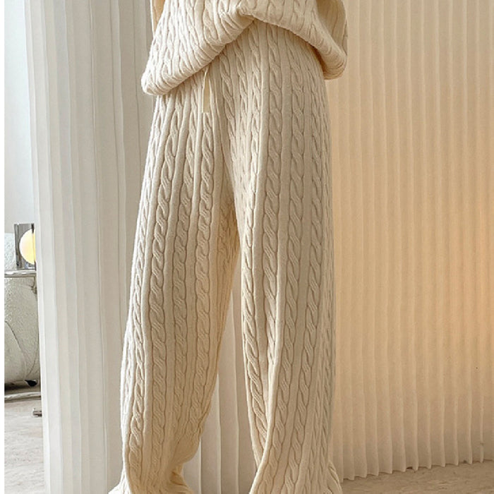 Women's Lazy Twisted High Waist Wide Leg Knitted Pants