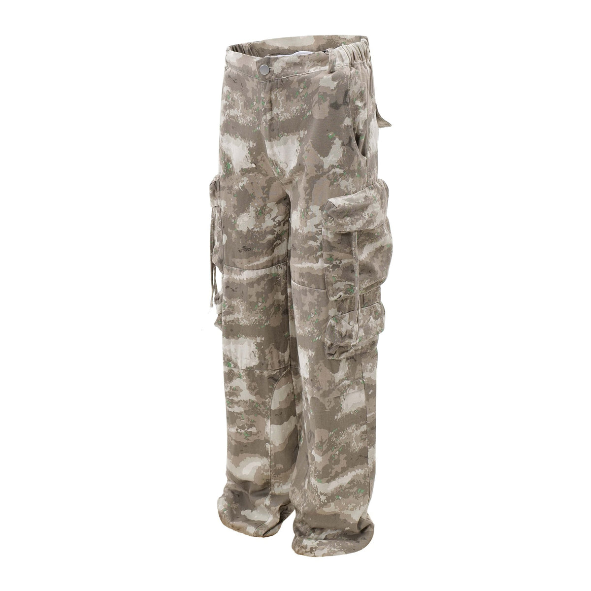 Multi-pocket Camouflage Denim Overalls Loose Wide-leg Straight Trousers