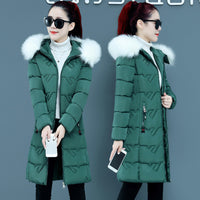 Slim Slimmer Hooded Big Fur Collar Plus Size Cotton Jacket Trendy