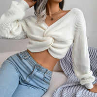 Women's Long-sleeved Knotted Knitted Sweater