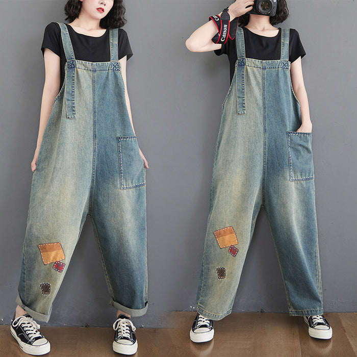 Casual Large Size Denim Overalls Korean Version Of The New