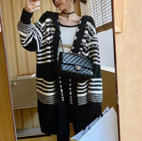 Autumn Winter Retro Wave Stripe Hooded Sweater