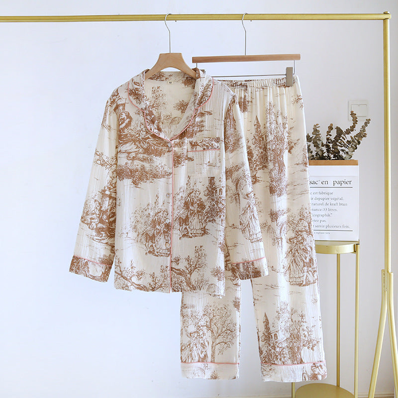 Spring And Autumn Pure Cotton Pajamas Women's Chinese Style Ink Painting Three Colors