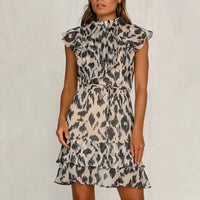 Women's Leopard Print Slim Waist Dress