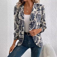 Women's Fashionable Cardigan Lapel Long Sleeve Printed Jacket Small Suit