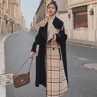 Temperament Commuter All-match Woolen Coat Contrast Stitching Fashion