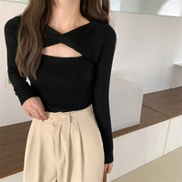 Women's Hollow-out Long-sleeved Knitted Sweater