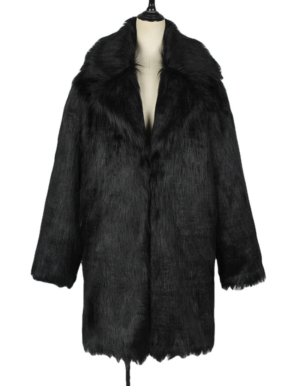 Women's Long Faux Fox Fur Suit Collar Coat