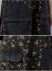 New Denim Washed Printed Suspenders For Women