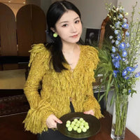 Women's Tassel Furry Knitted Cardigan Jacket