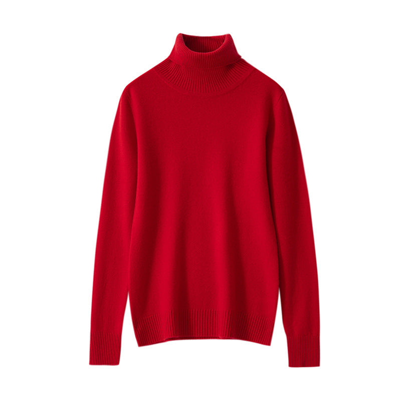 Pure Cashmere Sweater Women High Neck Knitted Bottoming Shirt