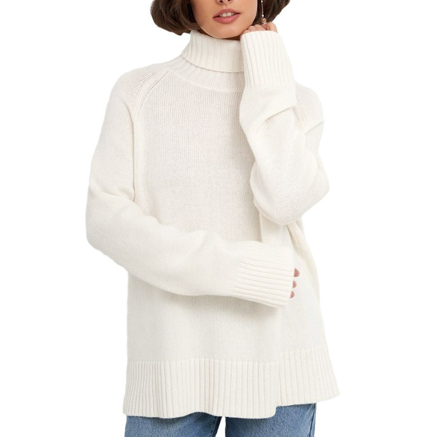 Elegant Commuter Versatile Solid Color Raglan Sleeve Sweater