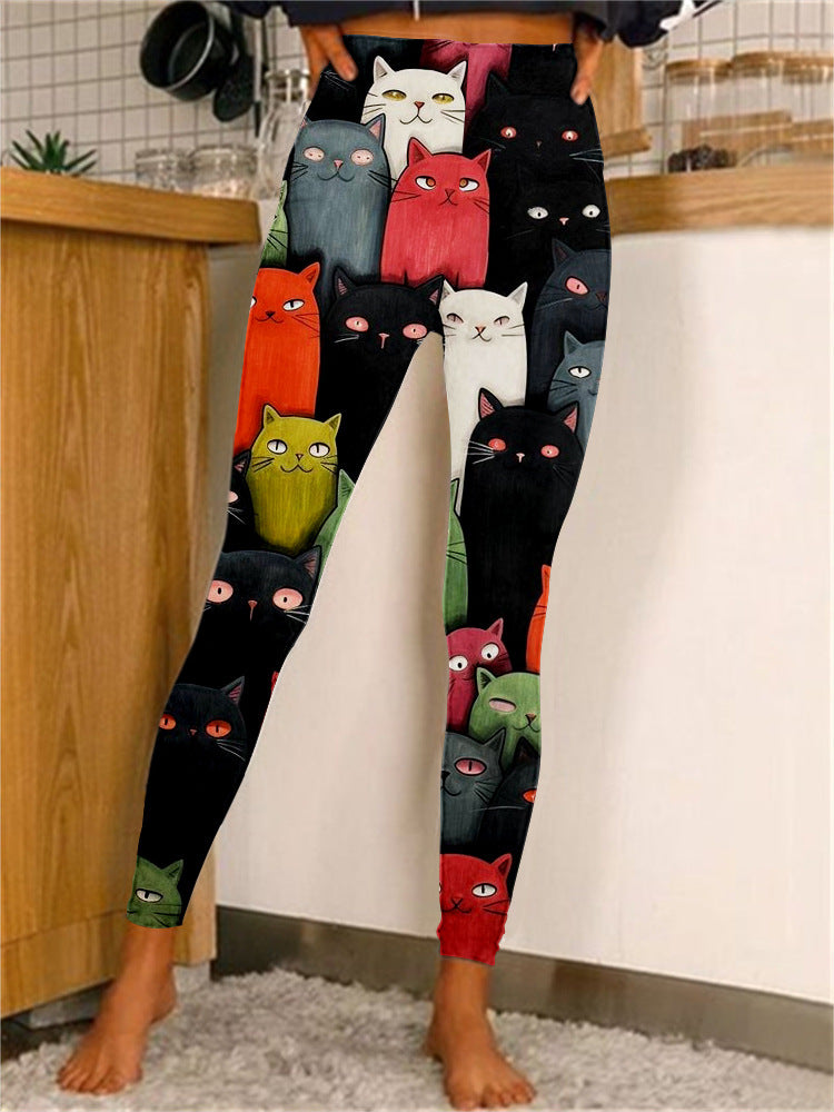 European And American Spring And Autumn New Digital Printing Fashion Leggings Trendy Yoga Pants Tights