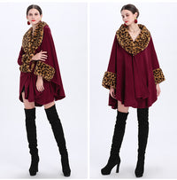 Loose Plus Size Fashion Fox Fur Collar Cloak Cape Women