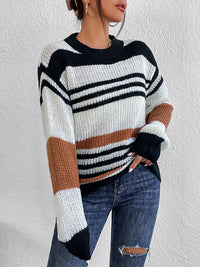 Women's Pullovers Mixed Color Stripes