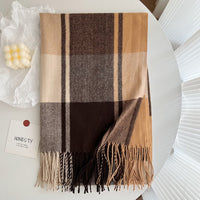 Women's All-match Cashmere Plaid Tassel Thickened Warm Shawl Scarf