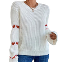 Pullover Loose Heart Jacquard Sweater For Women