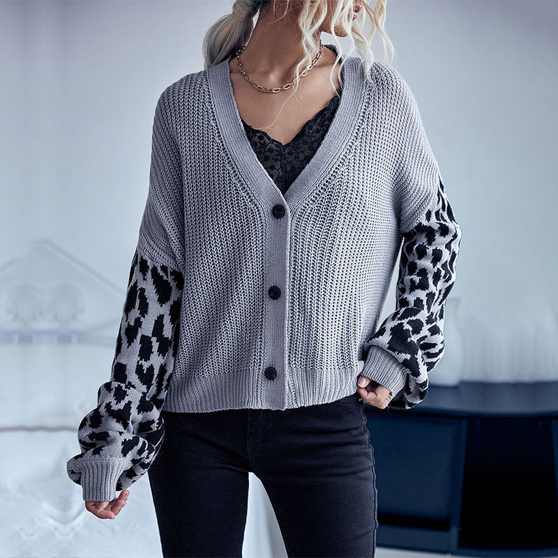 Autumn And Winter New Fashion Women's Clothing Long Sleeve Leopard-print Sweater Coat For Women