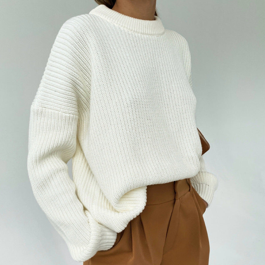 Loose Long Sleeve Idle Style Pullover Sweater For Women