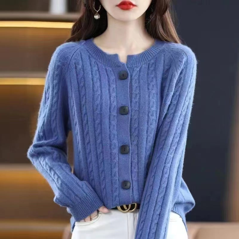 Cardigan Loose Cable-knit Sweater Base Sweater Coat Top