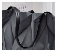 Pleated Shoulder Lightweight Folding Bucket Bag