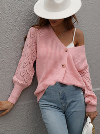 Single-breasted Solid Color Knitted Cardigan Loose