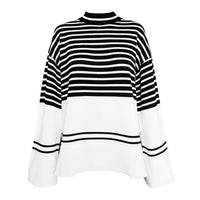 Women's Turtleneck Knitted Striped Loose Sweater