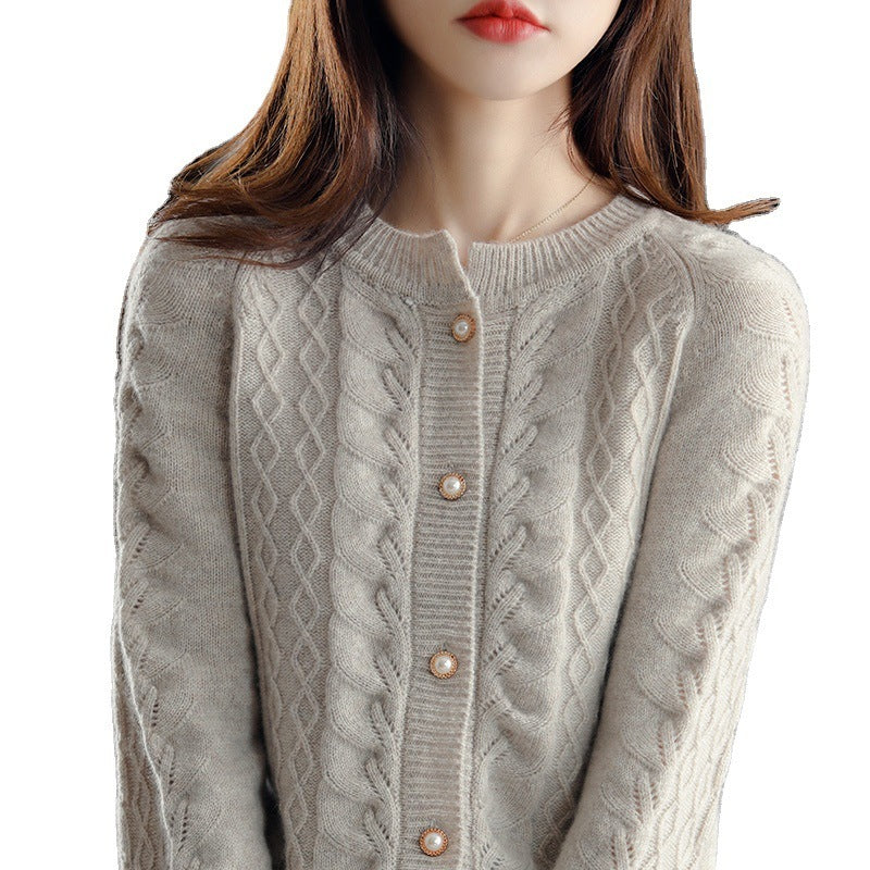 Women's Thin Cashmere Sweater Raglan Round Neck Temperament Sweater