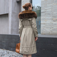 Long Detachable Rex Rabbit Liner Fur Coat