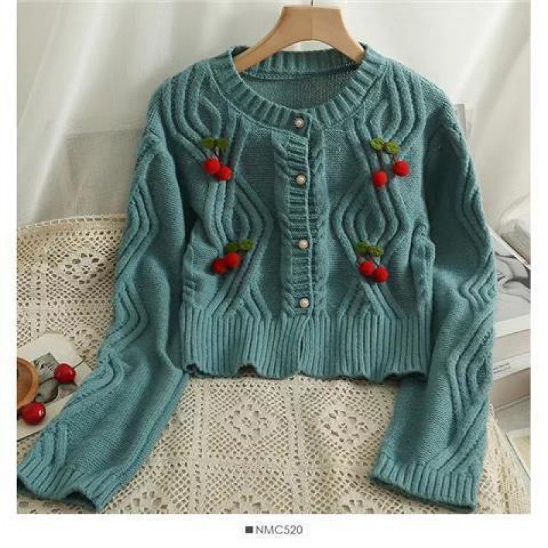 Coat Women's Sweet Loose Short Cable-knit Sweater Cardigan