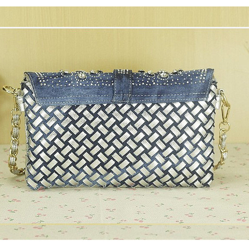 Diamond Denim One-shoulder Crossbody Bag