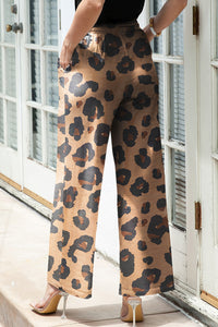 Leopard Print Wide-leg Pants Women's European And American Personalized Drawstring