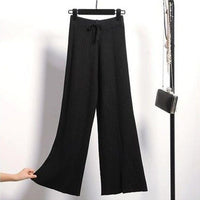 Drop knit wide-leg pants