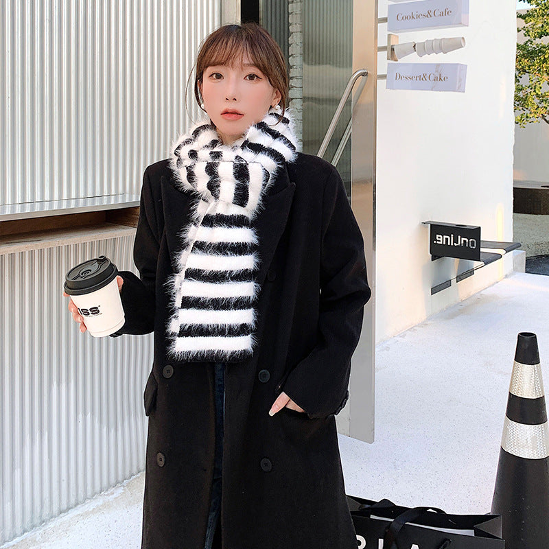 Striped Scarf For Women Thickened Cold Proof