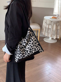 Fashion Leopard Print Canvas Single Shoulder Bag Net