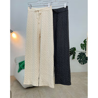 Women's Lazy Twisted High Waist Wide Leg Knitted Pants