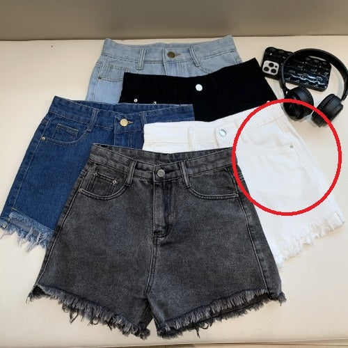 Wide Leg Denim Shorts Frayed Summer New High Waist Slimming