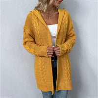 Women's Solid Color Hooded Coat Cardigan Sweater