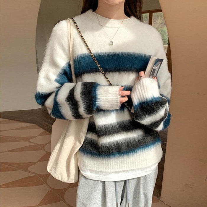 Contrast Color Loose Pullover Coat Tide