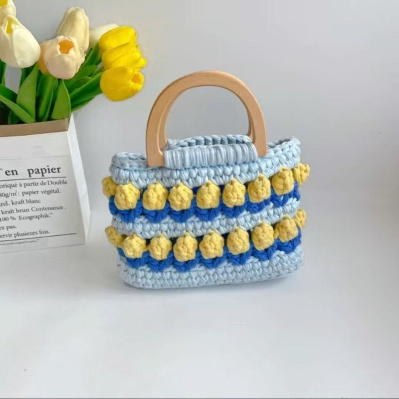 Cloth Line Crochet Knitting Tulips Handbags