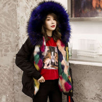 Women's Autumn And Winter Fur Collar Hooded Large Short Coat