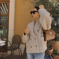 Autumn And Winter Sweater Women's Niche V-neck Double-breasted Knitted Jacket