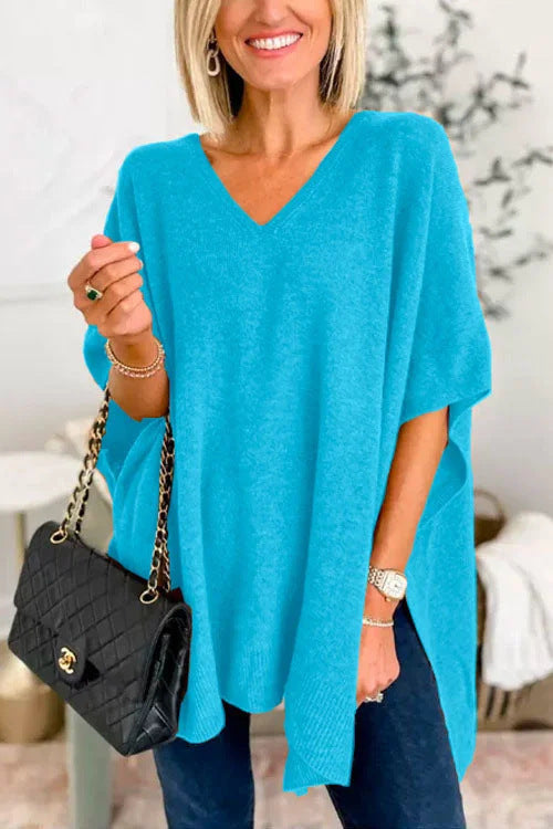 Cloak Cover V-neck Loose Sweater Top