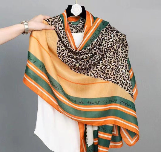 Printed Cotton And Linen Scarf Warm Outer Shawl