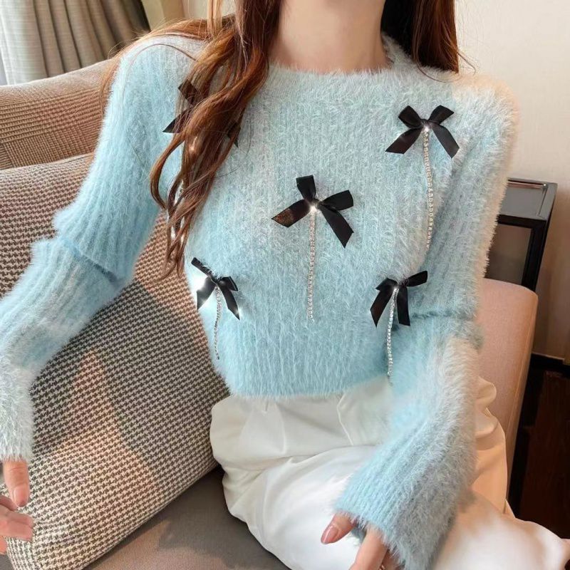 Women's Knitted Long Sleeve Bottom Layer Sweater