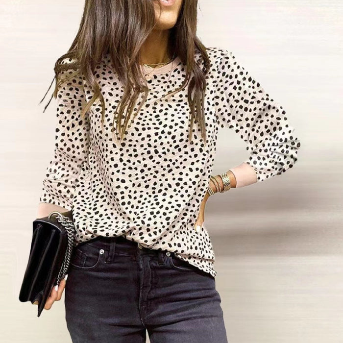 Women's Spot Printed Long-sleeved Top