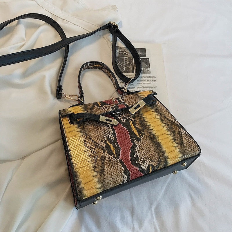 Women's Bag Single Snake Print Shoulder Bag Messenger Portable Platinum Bag