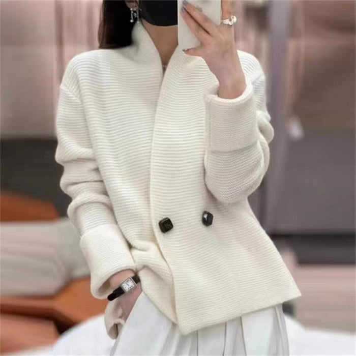 Solid Color Loose And Simple Knitwear Lazy Style Top Women