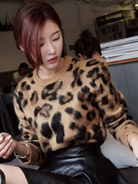 Leopard Print Sweater Women's Fashion Loose Sweater